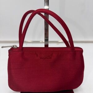 Esprit Vintage Mini Handbag Red Satin Textured Y2K Micro Bag Top Handle Zipper